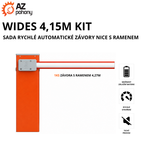 WIDES 4,15M KIT - sada rychlé automatické závory Nice s ramenem